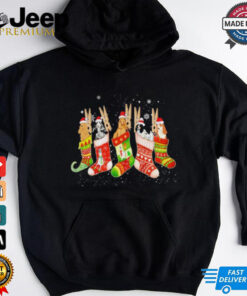 Cute Cocker Spaniel Dog In Christmas Sock Santa Hat Shirt