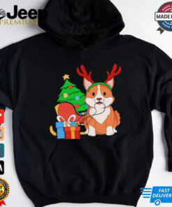 Cute Corgi Dog Santa Reindeer Christmas Shirt