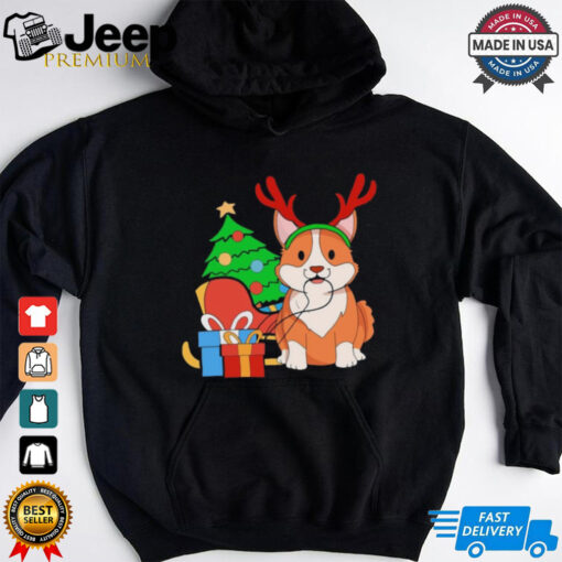 Cute Corgi Dog Santa Reindeer Christmas Shirt