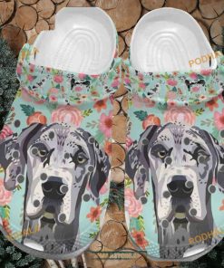 Cute Great Dane Dog Floral Pattern Dog Crocs for Dog Lovers