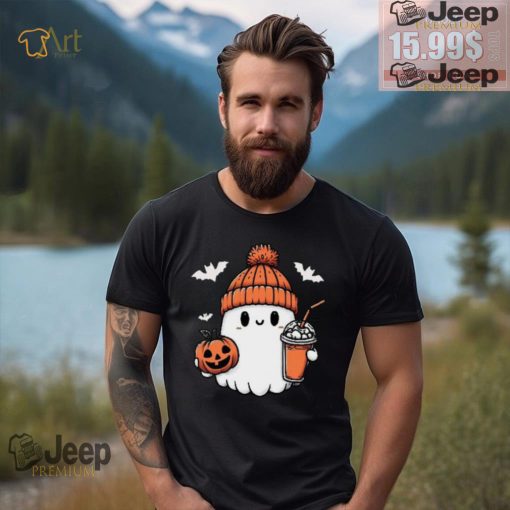 Cute Halloween Ghost with Pumpkin and Coffee shirt