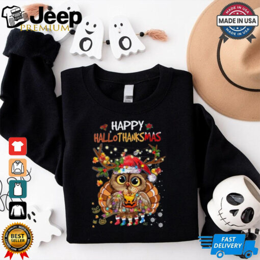 Cute Owl Hallothanksmas  Shirt