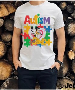 Cute Pluto Mickey Mouse Autism Heart puzzle shirt