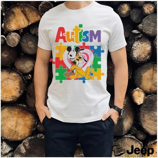 Cute Pluto Mickey Mouse Autism Heart puzzle shirt