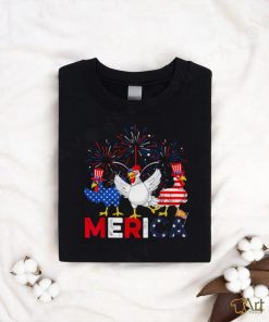 Cute Red White Blue Chicken American Flag Farmer 4th Of July T shirt