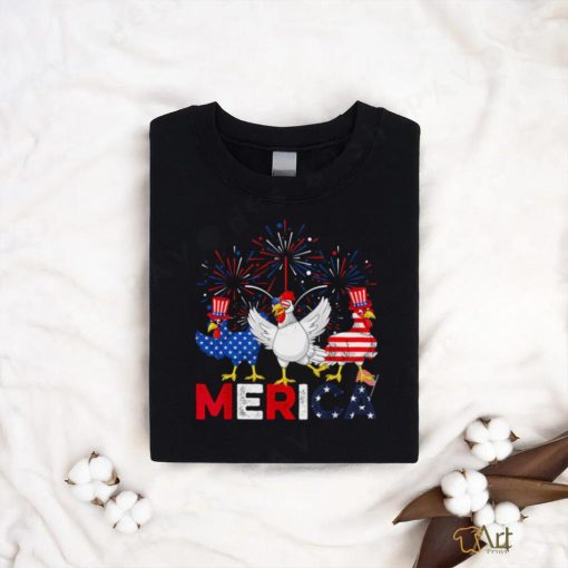 Cute Red White Blue Chicken American Flag Farmer 4th Of July T shirt