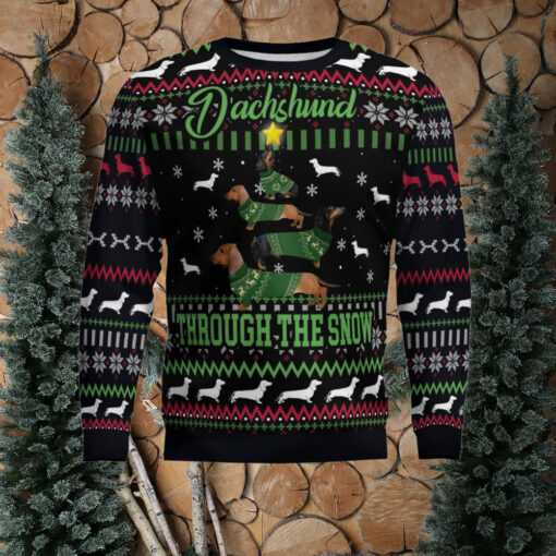 Dachshund Through Snow Christmas Ugly Christmas Sweater