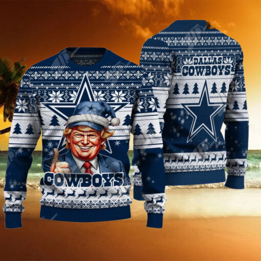 Dallas Cowboys Christmas Donald Trump Knitted Sweater