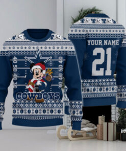 Dallas Cowboys Mickey Mouse Santa Ugly Christmas Sweater