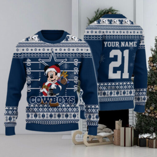 Dallas Cowboys Mickey Mouse Santa Ugly Christmas Sweater