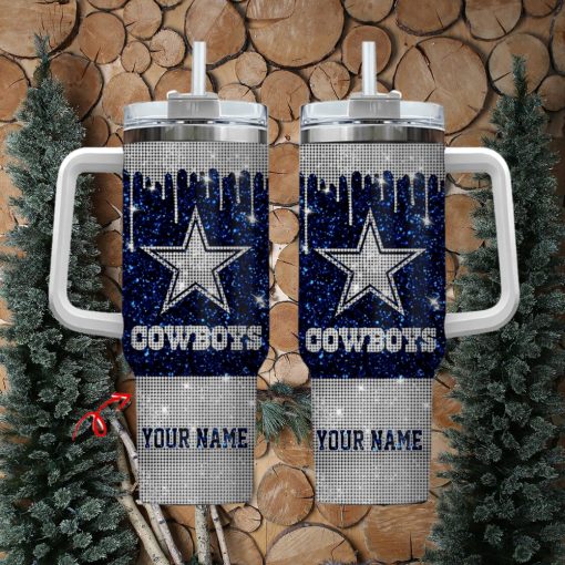 Dallas Cowboys Personalized NFL Glitter and Diamonds Bling 40oz Stanley Tumbler