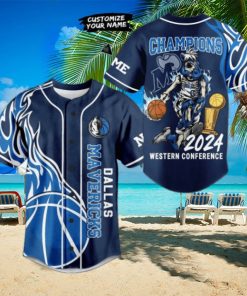 Dallas Mavericks Champions 2024 Western Conference Custom Baseball Jersey – Blue