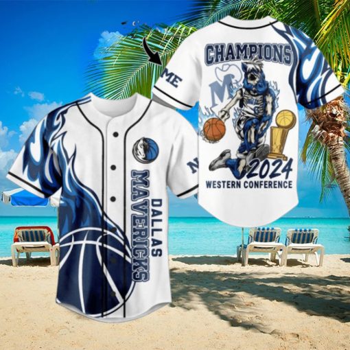 Dallas Mavericks Champions 2024 Western Conference Custom Baseball Jersey – White