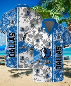 Dallas Mavericks NBA Logo Hibiscus Mix Tree Pattern Set Hawaiian Shirt & Short