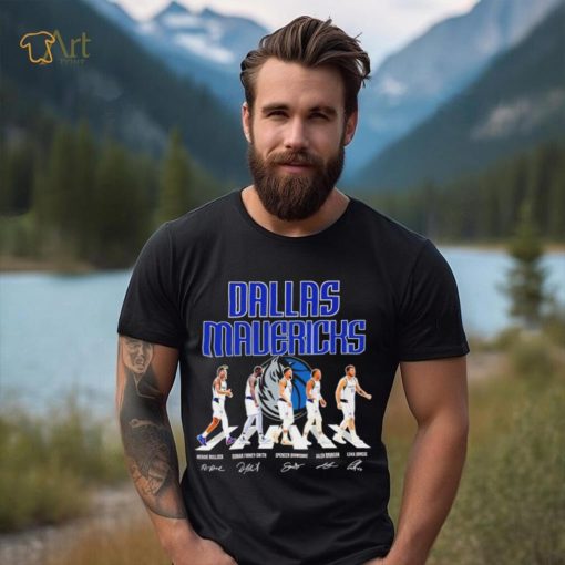 Dallas Mavericks men’s basketball famous player signatures logo 2024 shirt