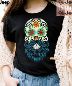 Day of the Dead Sugar Skull Beard T shirt CL