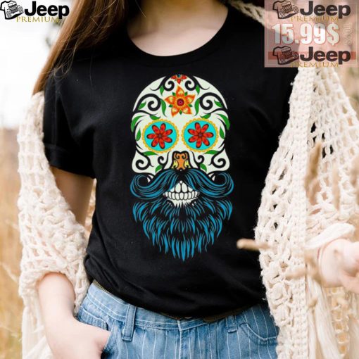 Day of the Dead Sugar Skull Beard T shirt CL