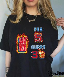 De’Aaron Fox 5 vs Stephen Curry 30 fire pixel shirt