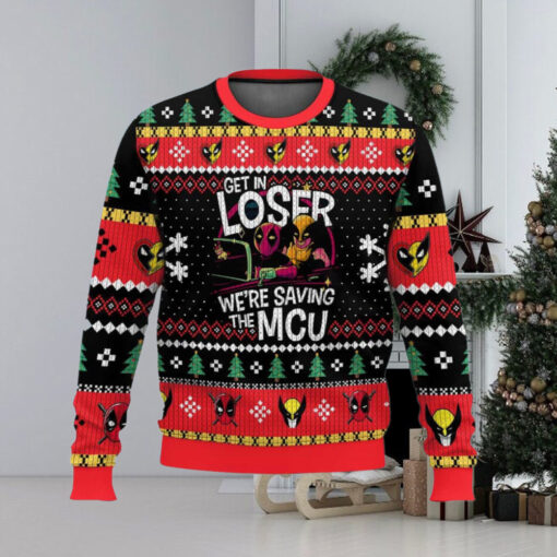 Deadpool Wolverine Get In Loser We’re Saving The MCU Ugly Christmas Sweater