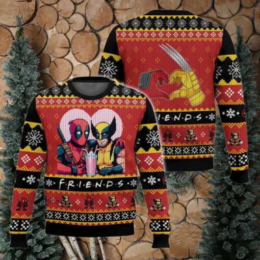 Deadpool Wolverine Ugly Sweater, Funny Bestie Friends Deadpool Sweater