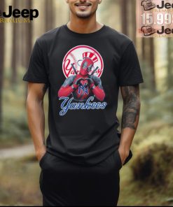 Deadpool heart hand New York Yankees shirt