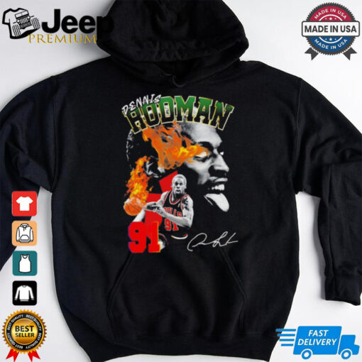 Dennis Rodman 91 Chicago Bulls signature graphic shirt