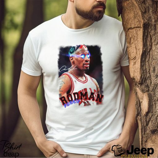 Dennis Rodman electric eye player Chicago Bulls NBA signature shirt