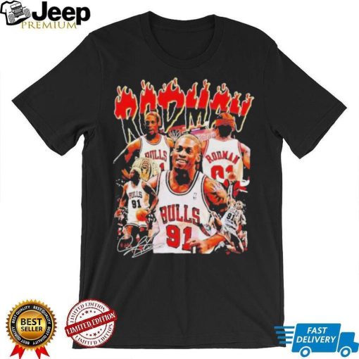 Dennis rodman chicago bulls basketball graphic signature T shirt