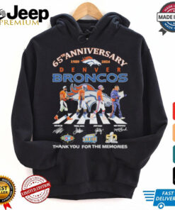 Denver Broncos 65th Anniversary 1959 2024 Legend Von Miller Terrell Davis John Elway And Mike Shanahan Signatures Shirt