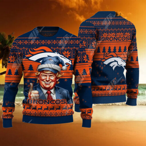 Denver Broncos Christmas Donald Trump Knitted Sweater