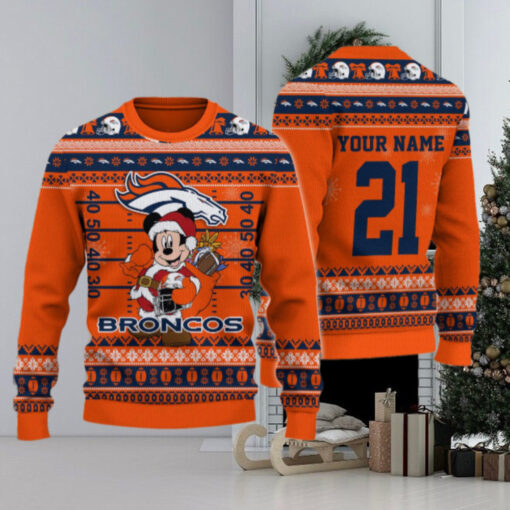 Denver Broncos Mickey Mouse Santa Ugly Christmas Sweater