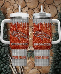 Denver Broncos Personalized NFL Glitter and Diamonds Bling 40oz Stanley Tumbler