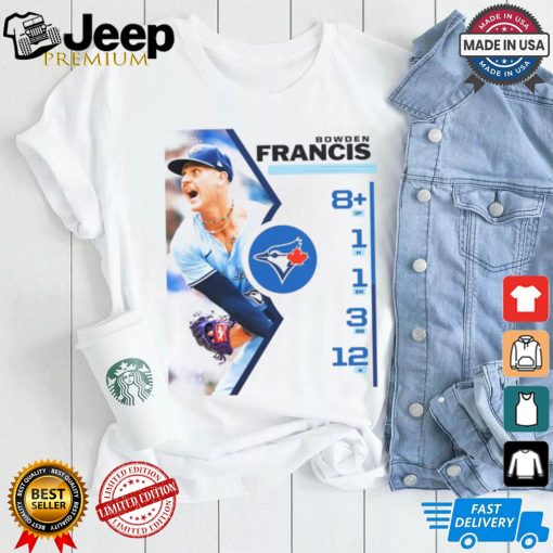 Design Bowden Francis Toronto Blue Jays 8 ip 1 h 1 er 3 bb 12 k shirt