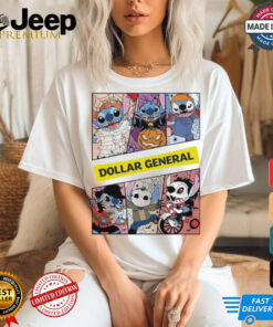 Design Halloween Horror Stitch Characters X Dollar General Logo Shirt