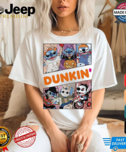 Design Halloween Horror Stitch Characters X Dunkin’ donuts Logo Shirt