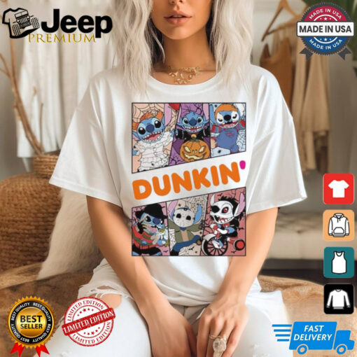 Design Halloween Horror Stitch Characters X Dunkin’ donuts Logo Shirt