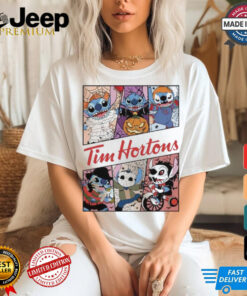 Design Halloween Horror Stitch Characters X Tim Hortons Logo Shirt