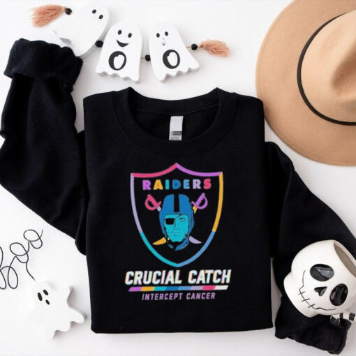 Design Las Vegas Raiders 2024 Crucial Catch Intercept Cancer Awareness T Shirt