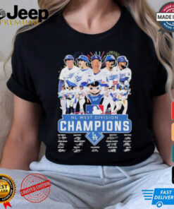 Design Los Angeles Dodgers Team 2024 NL West Division Champions Signatures Shirt