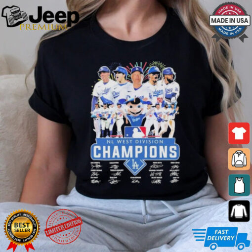 Design Los Angeles Dodgers Team 2024 NL West Division Champions Signatures Shirt