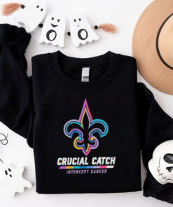 Design New Orleans Saints 2024 Crucial Catch Intercept Cancer Awareness T Shirt