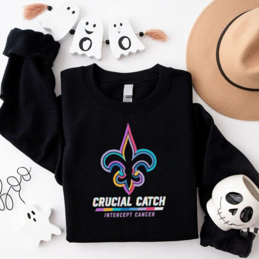 Design New Orleans Saints 2024 Crucial Catch Intercept Cancer Awareness T Shirt