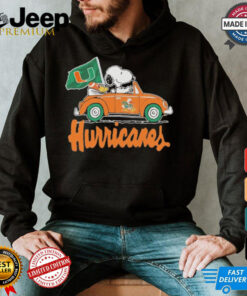 Design Peanuts Snoopy And Woodstock X Miami Hurricanes Driving Car Shirt