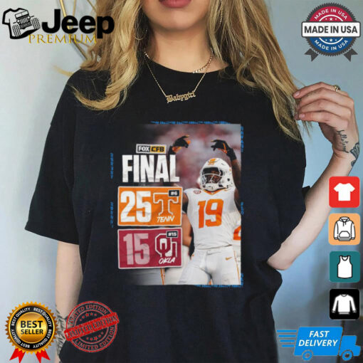 Design Tennessee Volunteers wins 25 15 Oklahoma Sooners football 2024 SEC opening final score shirt