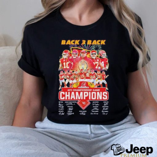 Design kansas city chiefs back 3 back team afc championship game champions signature shirt