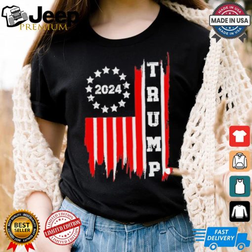 Designs Patriotic Distressed Retro Vintage American Flag Trump 2024 T Shirt