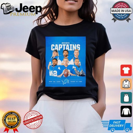 Detroit Lions 2024 Captains Anzalone Sewell Hutchinson Reeves Maybin Goff St. Brown shirt