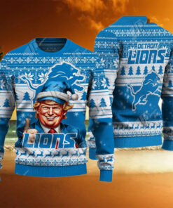 Detroit Lions Christmas Donald Trump Knitted Sweater