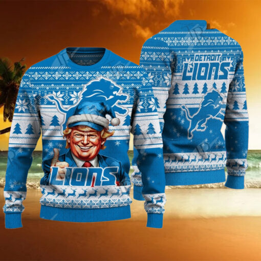 Detroit Lions Christmas Donald Trump Knitted Sweater