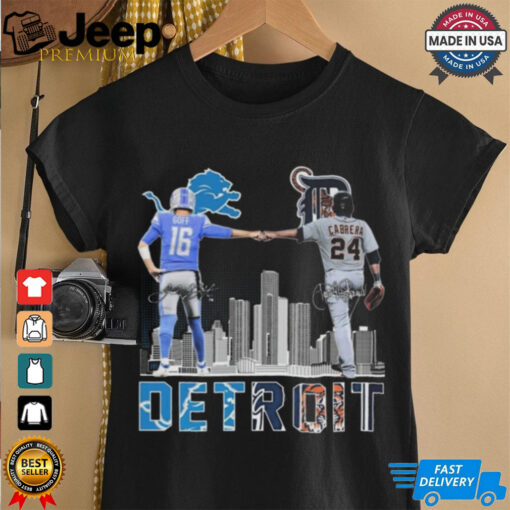 Detroit Lions Goff And Tigers Cabrera Signatures 2024 Shirt